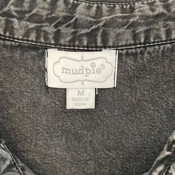 Mud Pie Hayden Black Peplum Denim Top Shacket - Picture 8 of 12